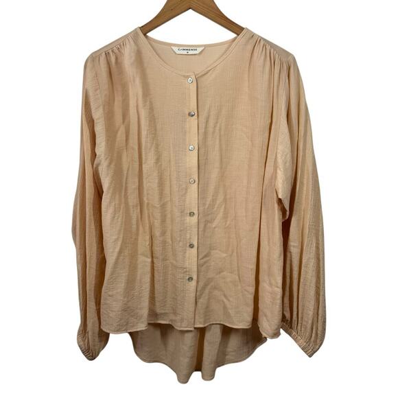 Commense Peach Button-Up Blouse - Picture 1 of 6
